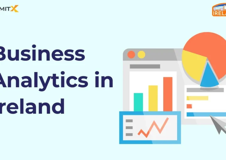 a diagram and pie chart with written business analytics in Ireland