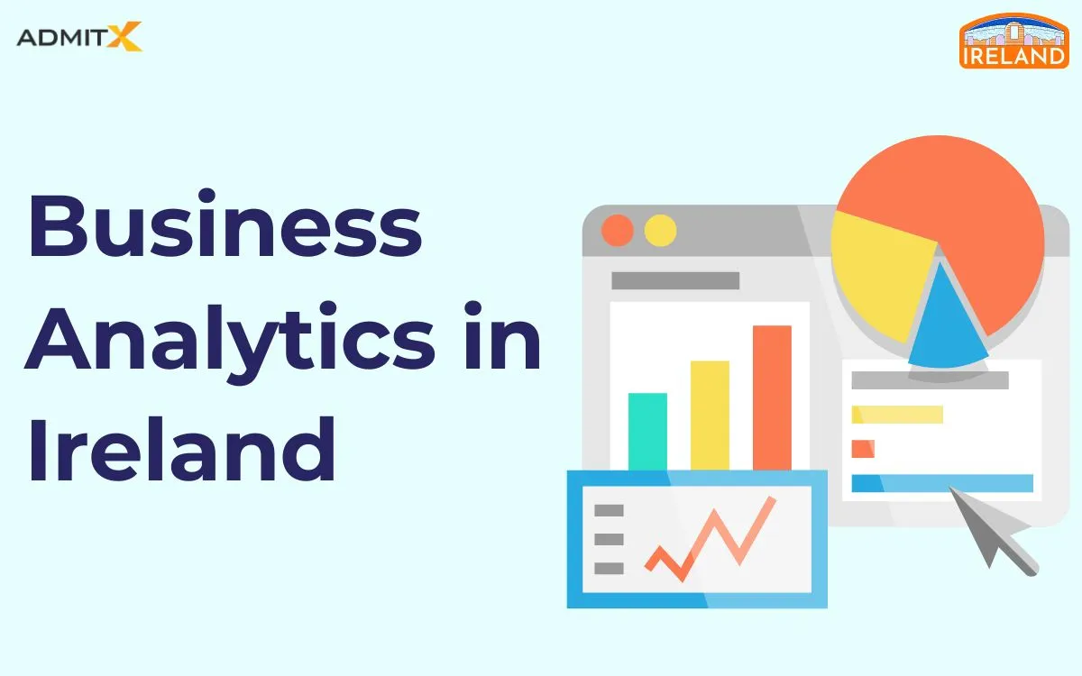 a diagram and pie chart with written business analytics in Ireland